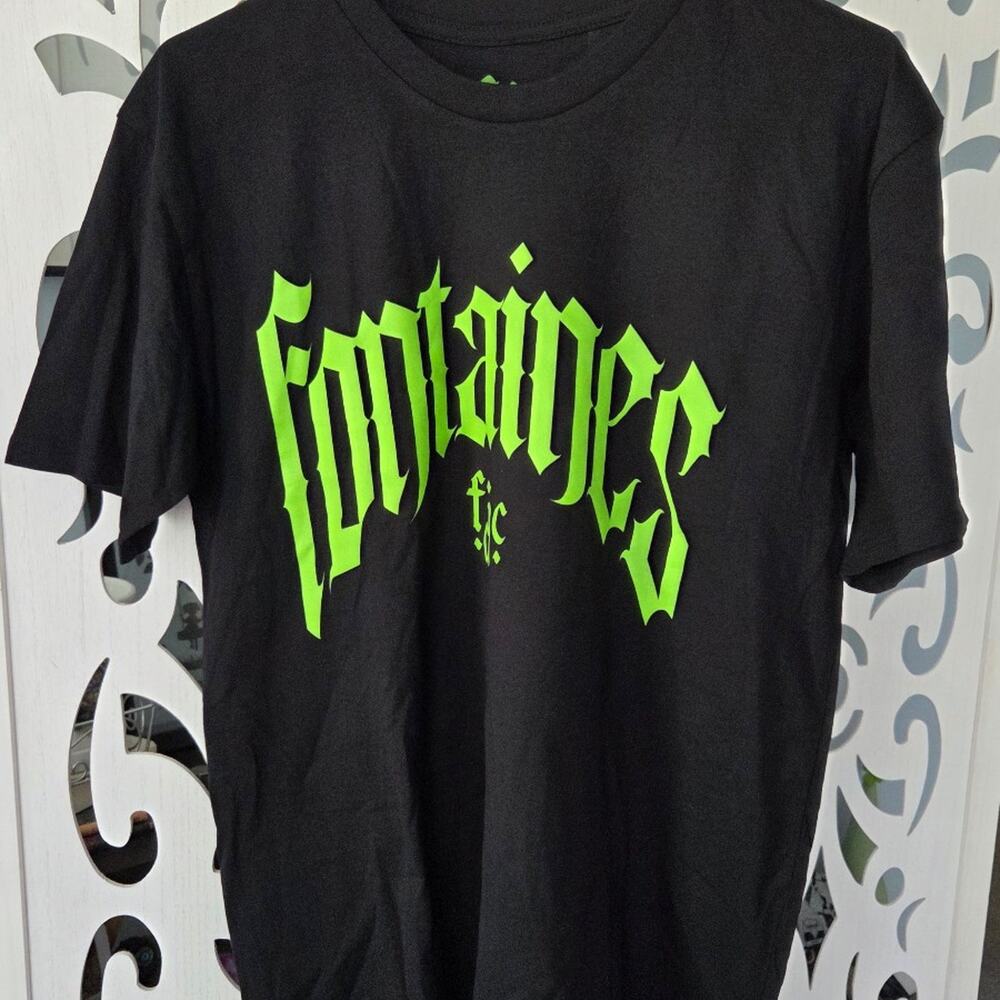 Fontaines DC Romance North American Tour 2024 Concert T-Shirt Black Green Medium